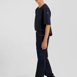 Jean en denim coton marine poches cargo coupe Oversized