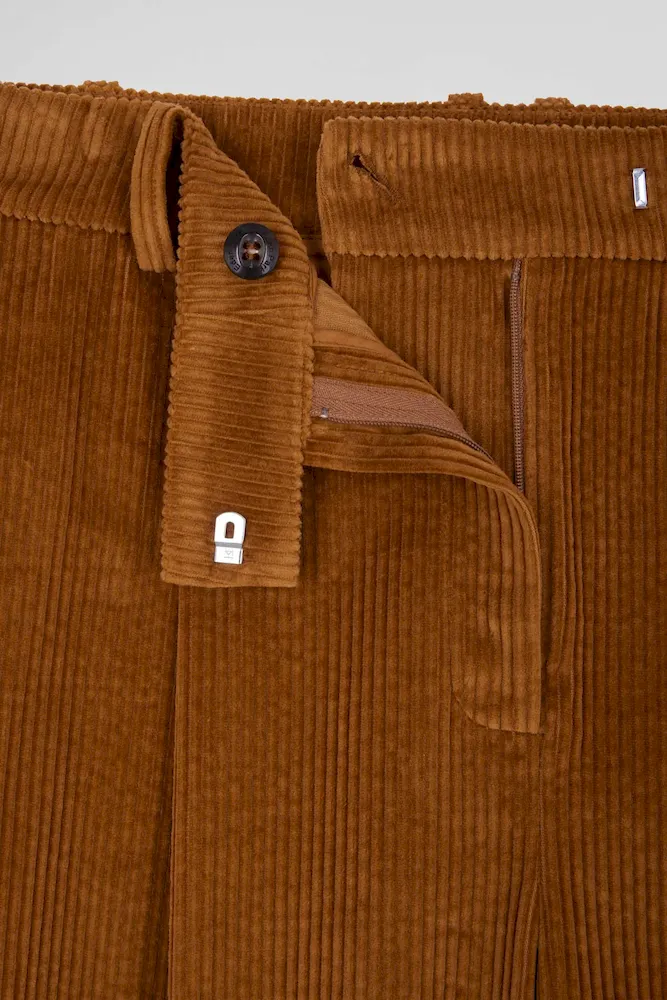Pantalon en velours côtelé camel à carreaux coupe Modern – Bild 7