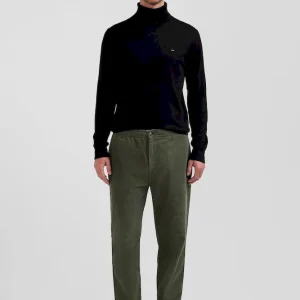 Pantalon à taille élastiquée en coton stretch kaki coupe Modern