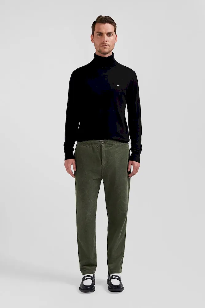 Pantalon à taille élastiquée en coton stretch kaki coupe Modern