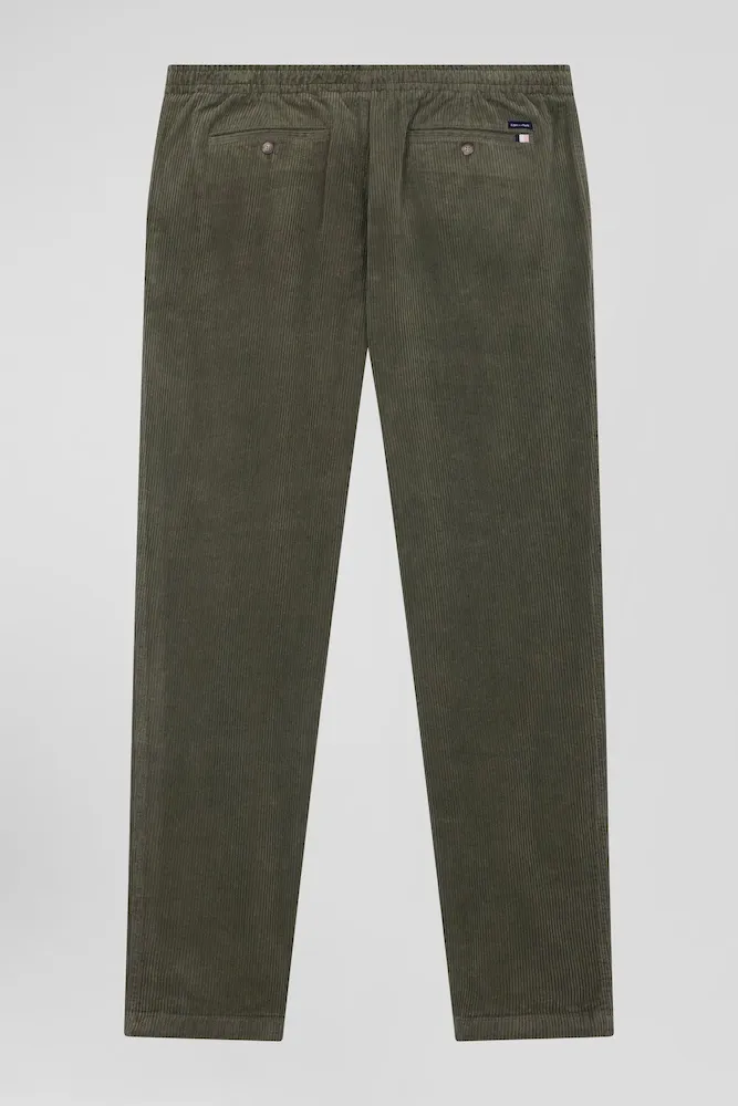 Pantalon à taille élastiquée en coton stretch kaki coupe Modern – Bild 4