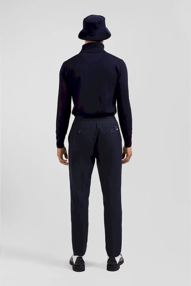 Pantalon bleu marine à taille élastiquée coupe Modern – Bild 6