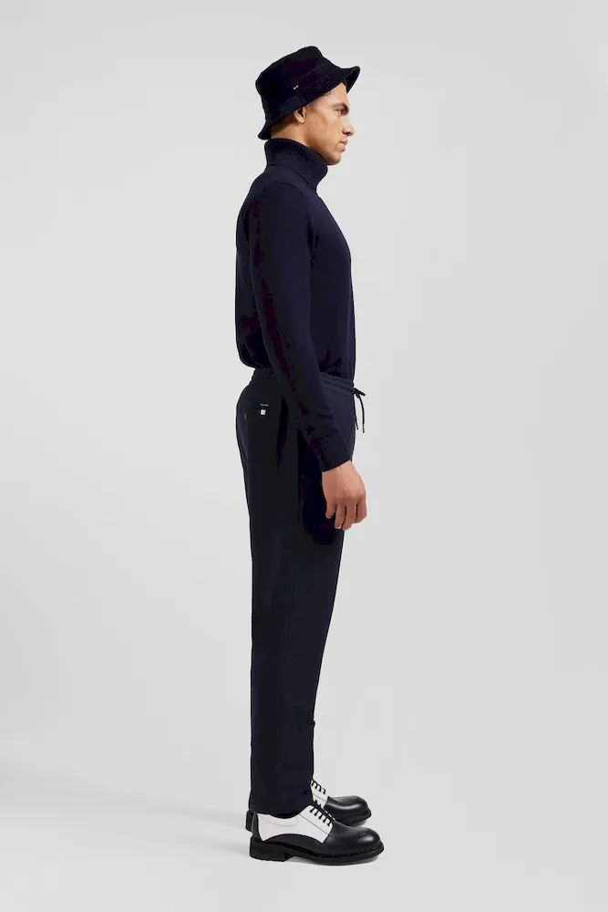 Pantalon bleu marine à taille élastiquée coupe Modern – Bild 5