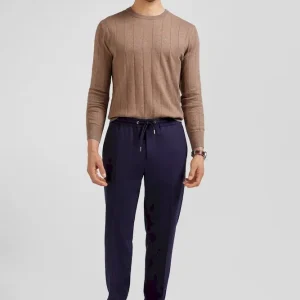 Pantalon bleu marine taille élastiquée coupe Modern