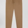 Pantalon taille élastique en coton stretch noisette coupe Modern