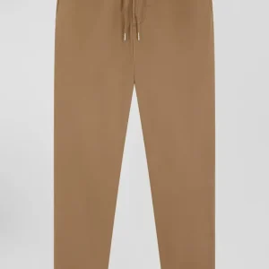 Pantalon taille élastique en coton stretch noisette coupe Modern