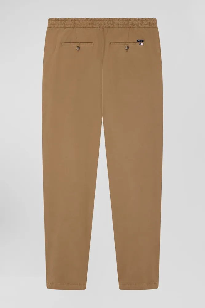 Pantalon Taille élastique En Coton Stretch Noisette Coupe Modern