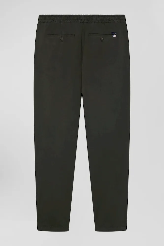 Pantalon Taille élastique En Coton Stretch Kaki Coupe Modern