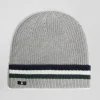 Bonnet en coton gris à revers rayé