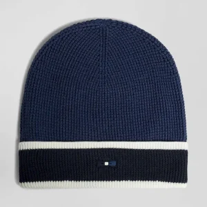 Bonnet en coton bleu foncé jacquard EP10