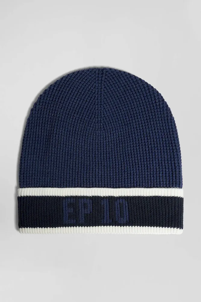 Bonnet En Coton Bleu Foncé Jacquard EP10