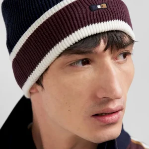 Alternative view of Bonnet en coton bleu marine jacquard EP10