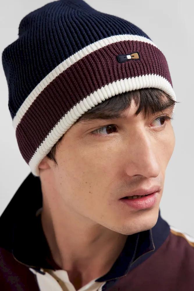Bonnet En Coton Bleu Marine Jacquard EP10