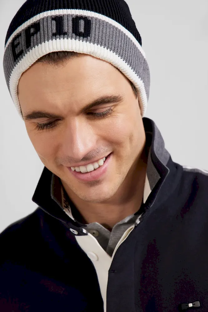 Bonnet En Coton Noir Jacquard EP10