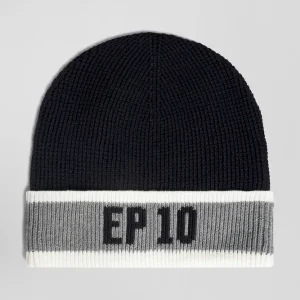 Bonnet en coton noir jacquard EP10