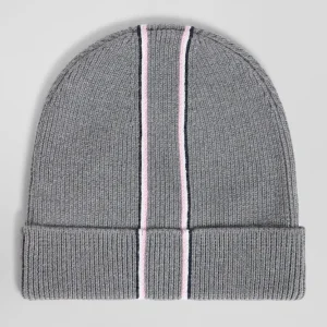 Alternative view of Bonnet en coton gris rayures roses et blanches