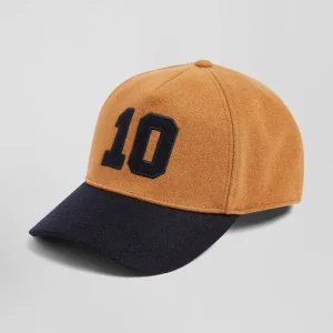 Casquette en laine mélangée camel broderie 10