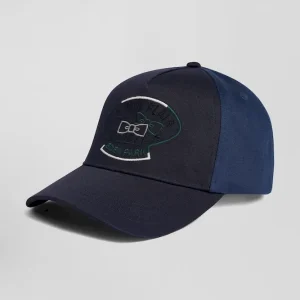 Casquette bicolore en coton bleu foncé