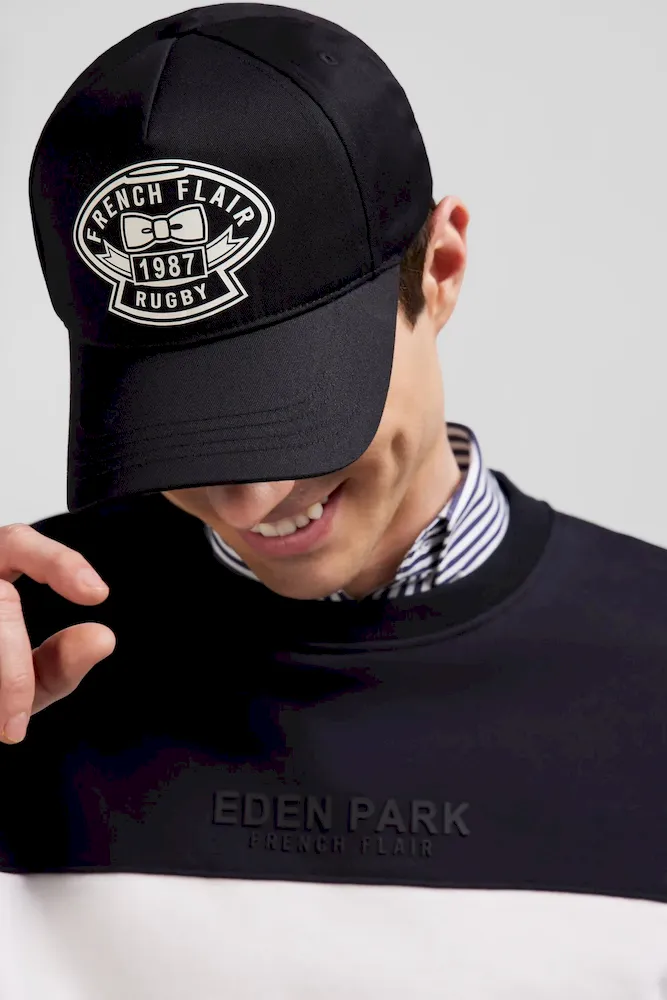 Casquette En Coton Noir Broderie écrue