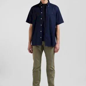 Chemisette en coton bleu marine coupe Regular broderie dos