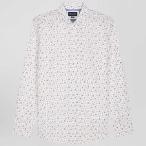 Alternative view of Chemise en popeline de coton écrue à microimprimé fleurs coupe Regular