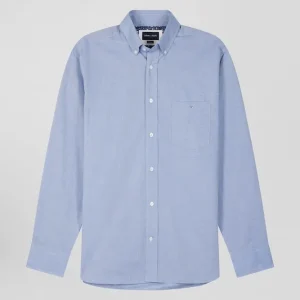 Alternative view of Chemise en coton denim ciel coupe Regular coudières imprimées