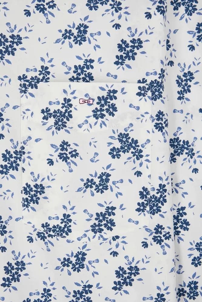 Chemise en popeline de coton écrue imprimé floral marine coupe Regular – Bild 8