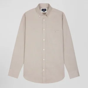 Alternative view of Chemise en twill de coton unie marron col à pointes boutonnées coupe Regular