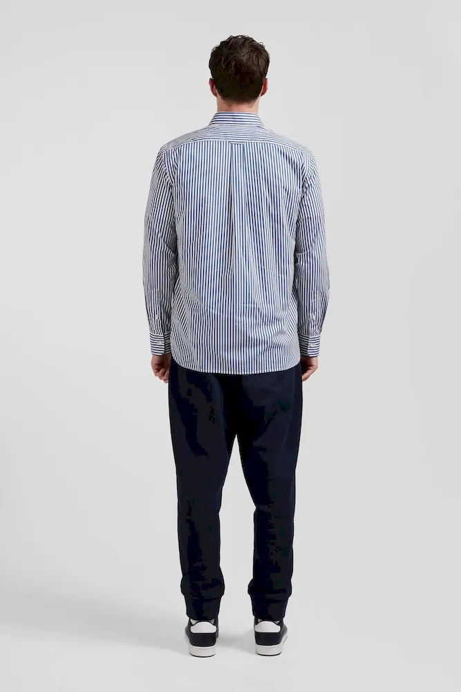 Chemise en popeline de coton rayée bleue coupe Regular – Bild 6