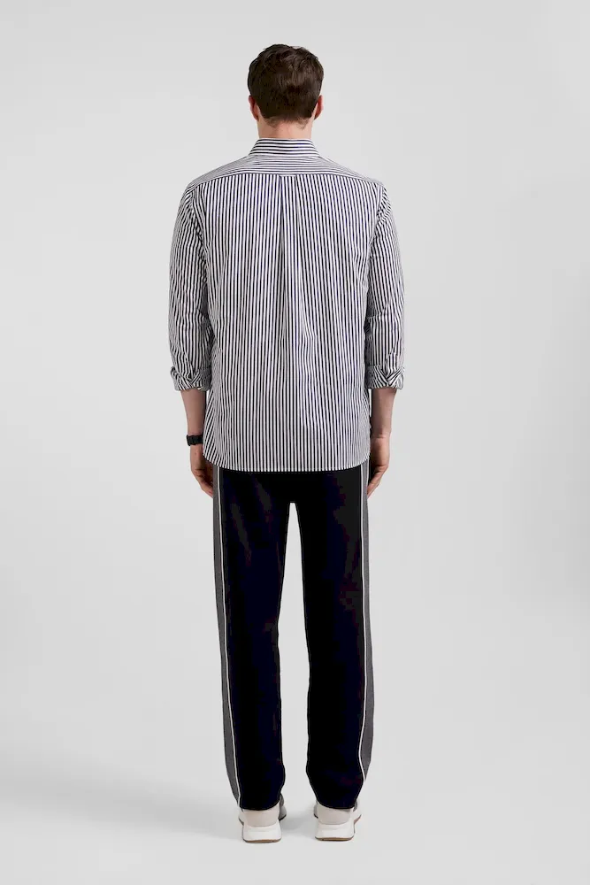 Chemise en popeline de coton rayée marine coupe Regular – Bild 6