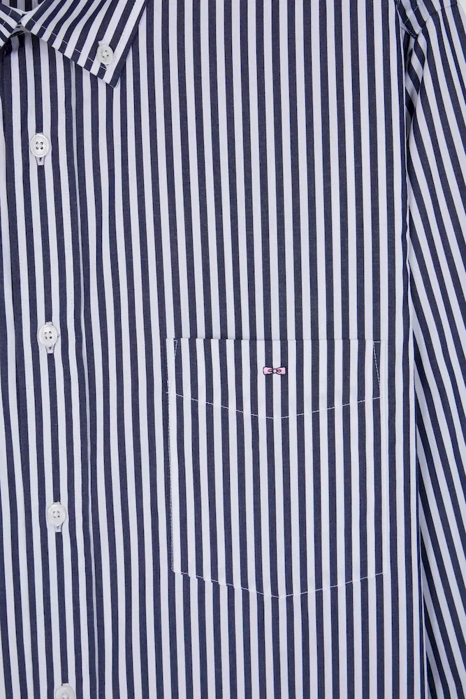 Chemise en popeline de coton rayée marine coupe Regular – Bild 7
