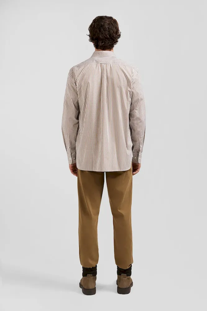 Chemise en popeline de coton rayée marron coupe Regular – Bild 6