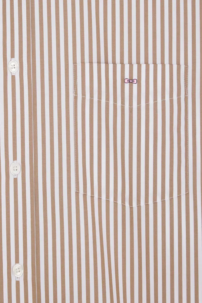 Chemise en popeline de coton rayée marron coupe Regular – Bild 8