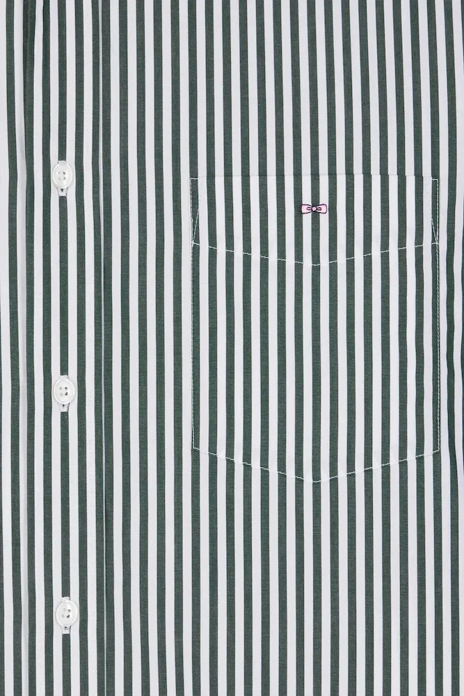 Chemise en popeline de coton rayée verte coupe Regular – Bild 7
