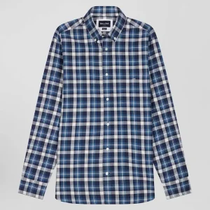 Alternative view of Chemise en coton à carreaux bleus coupe Regular