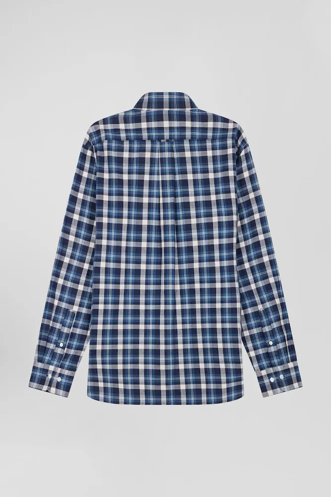 Chemise en coton à carreaux bleus coupe Regular – Bild 4