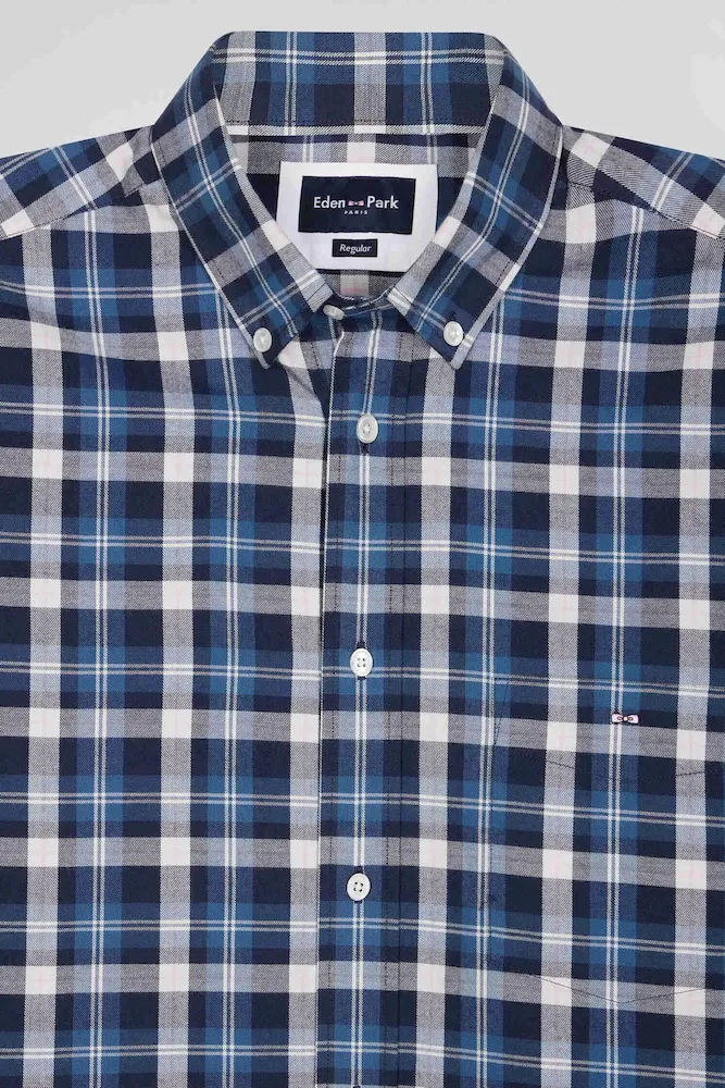 Chemise en coton à carreaux bleus coupe Regular – Bild 7