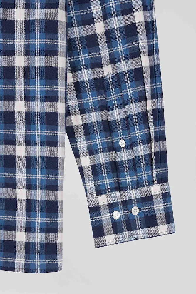 Chemise en coton à carreaux bleus coupe Regular – Bild 8