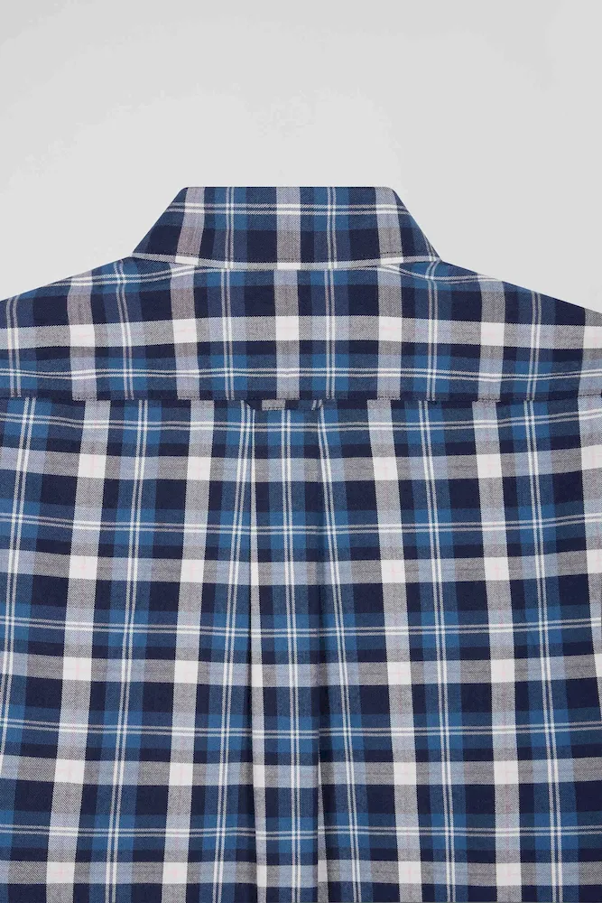 Chemise en coton à carreaux bleus coupe Regular – Bild 9
