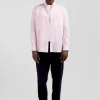 Chemise en coton jacquard rayé rose coupe Regular