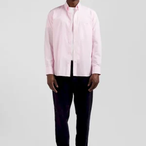 Chemise en coton jacquard rayé rose coupe Regular