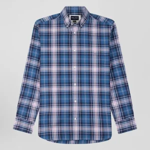Alternative view of Chemise en coton à carreaux bleus et roses coupe Regular