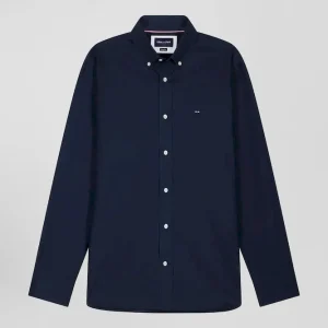 Alternative view of Chemise en coton oxford bleu marine coupe Regular broderie dos