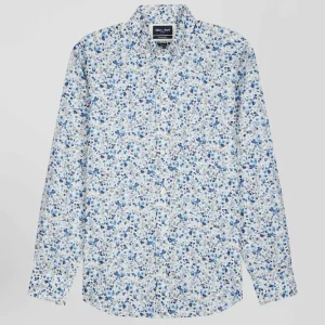 Alternative view of Chemise en popeline de coton Pima écrue microimprimé floral coupe Regular