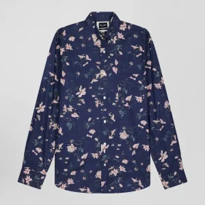 Alternative view of Chemise en popeline de coton Pima marine imprimé floral coupe Regular