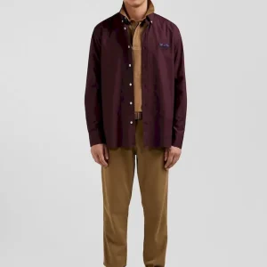 Chemise en coton Oxford bordeaux nœud papillon cerclé coupe Regular