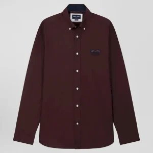 Alternative view of Chemise en coton Oxford bordeaux nœud papillon cerclé coupe Regular