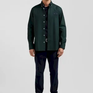 Chemise en coton Oxford vert nœud papillon cerclé coupe Regular