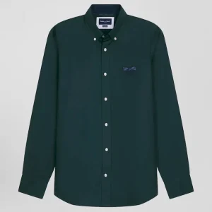 Alternative view of Chemise en coton Oxford vert nœud papillon cerclé coupe Regular
