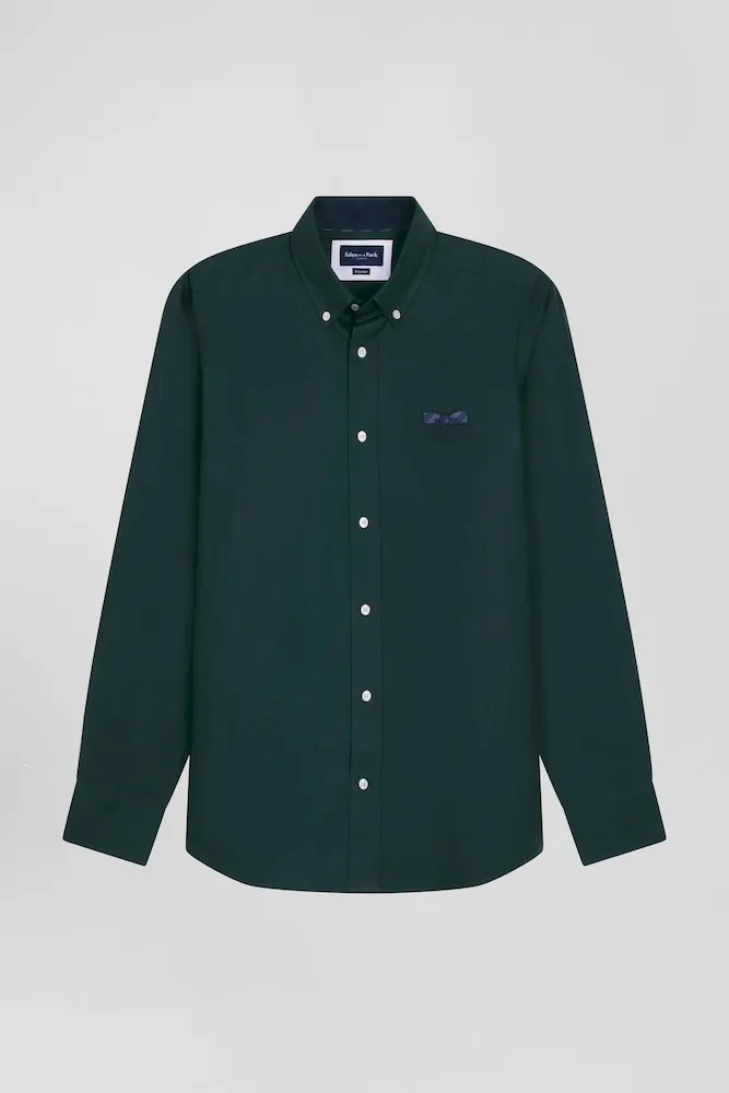Chemise En Coton Oxford Vert Nœud Papillon Cerclé Coupe Regular